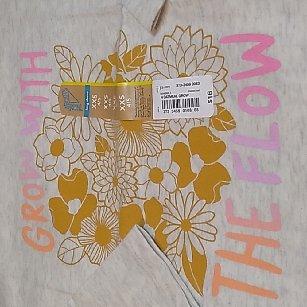 Thereabouts Tshirt Girks size XXS 4/5 Grow with the Flow in Gray long sleeve - Picture 4 of 7